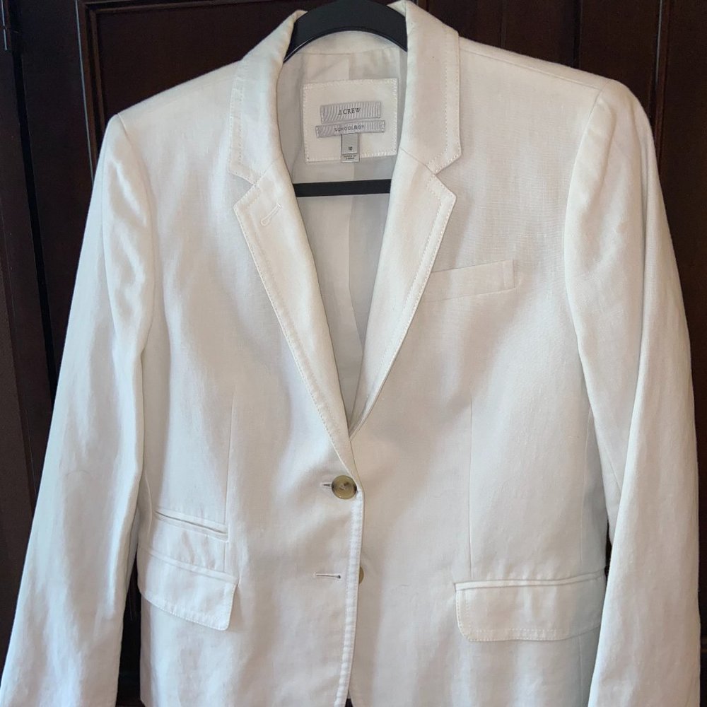 White J Crew Linen Blazer